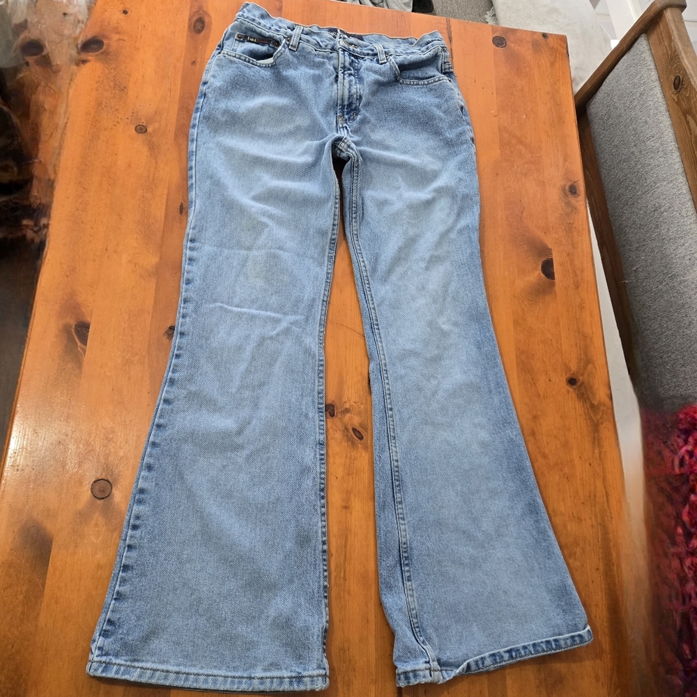 Vintage Lei Boot Cut Blue Denim Jeans Size 11 Y2k 2000s Mid Rise 100% Cotton